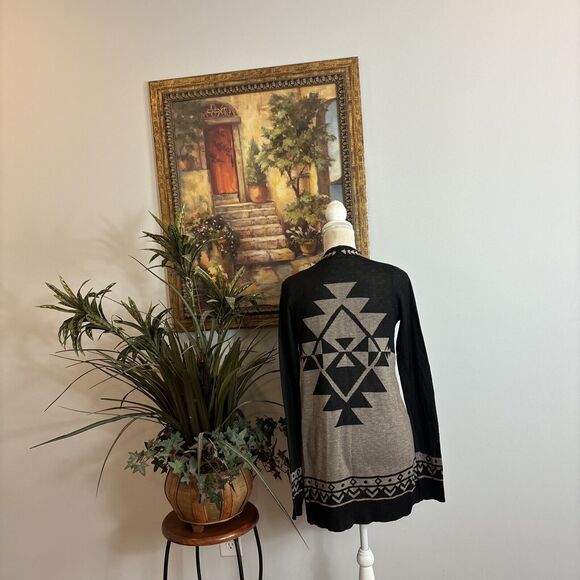 Staccato Woman S Cardigan Tribal Aztec Southwest Southern Boho Long Sleeve Open - Picture 4 of 11